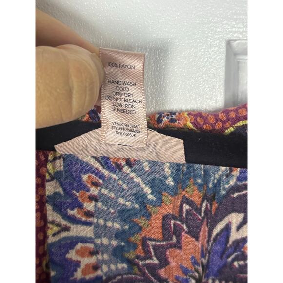 Willow & Root Boho Floral Peasant Top XL Rayon Fall Tunic Blouse Festival - Picture 4 of 8